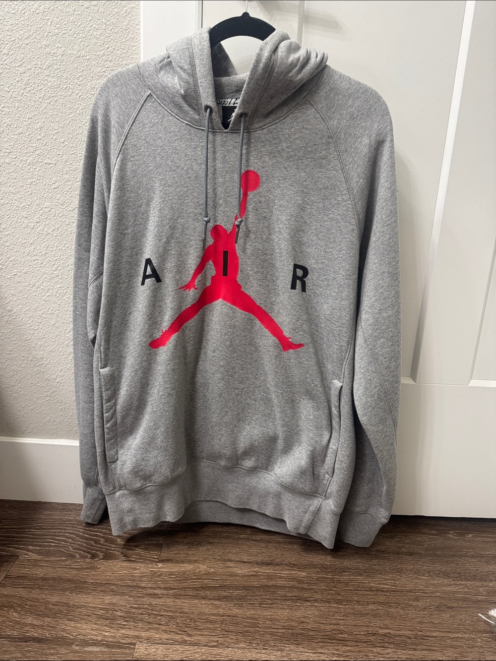 Nike Gray Hoodie with Red Jumpman Logo